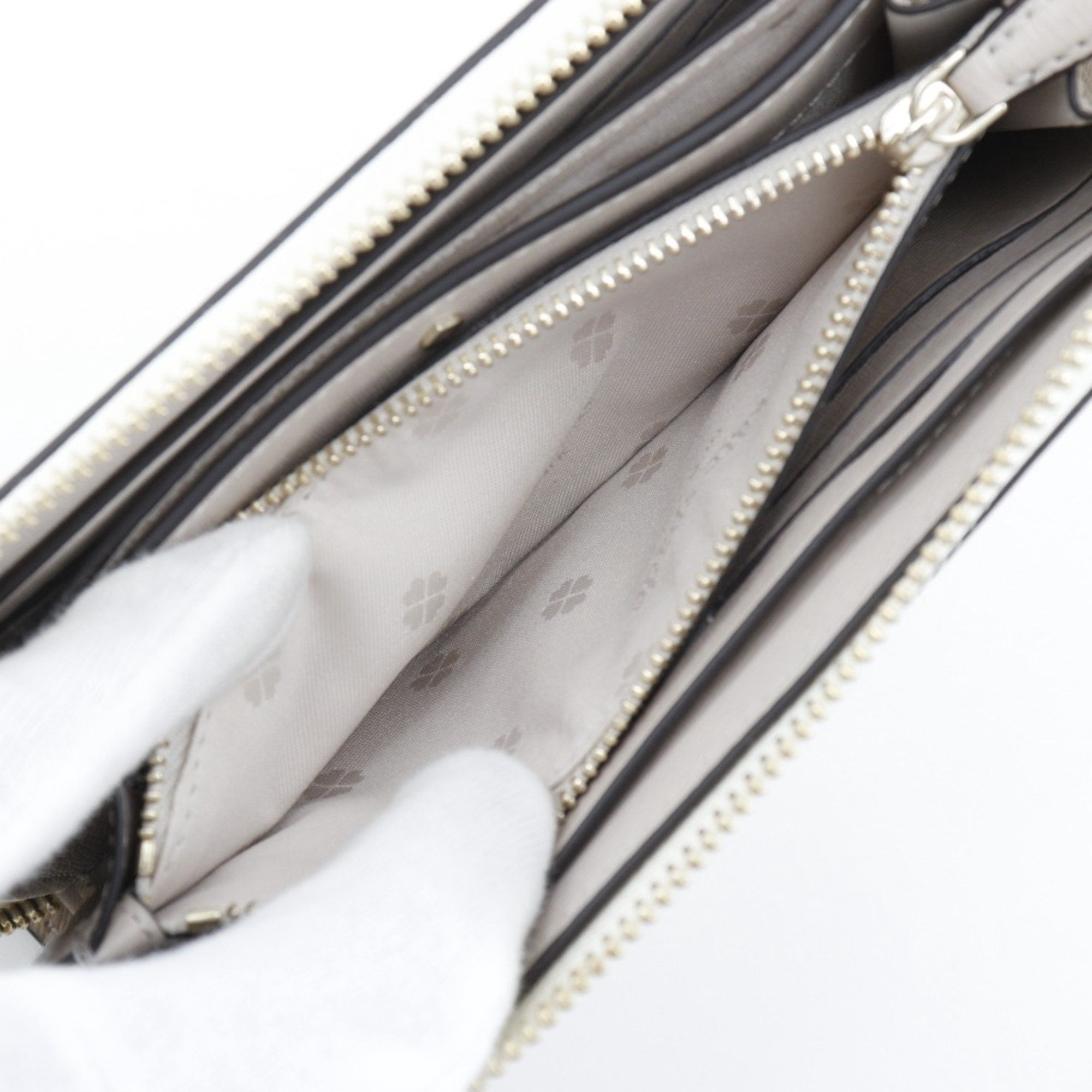 Pre-Owned Kate Spade Round Long Wallet Spencer Bicolor PWR00281 Leather White/Beige... (Good)