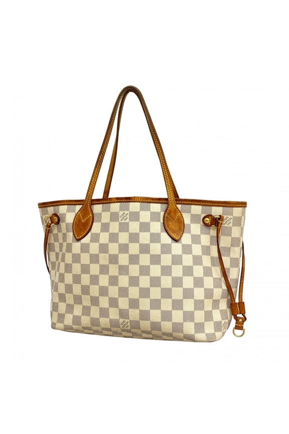 Pre-Owned Louis Vuitton Damier Azur Neverfull PM Tote Bag N51110 White Women's
