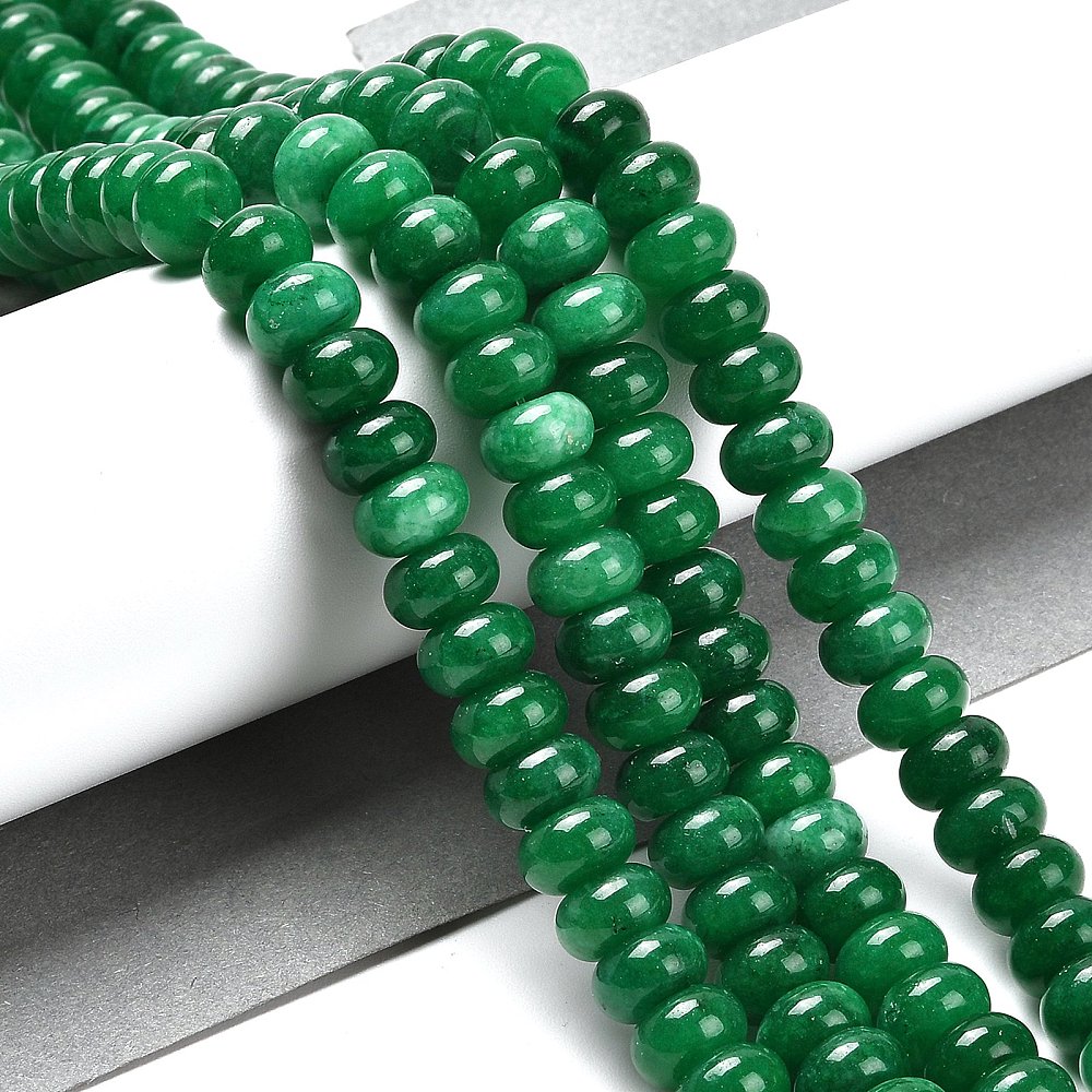 Dyed Natural White Jade Beads Strands Rondelle Green 10x6mm Hole: 1mm about 61pcs/strand 15.20 inch(38.6cm)