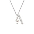 thumbnail image 2 of Delight Jewelry Silvertone Medium Clef with AB Crystal Silvertone Be Strong and Courageous Bar Charm Necklace, 23", 2 of 4