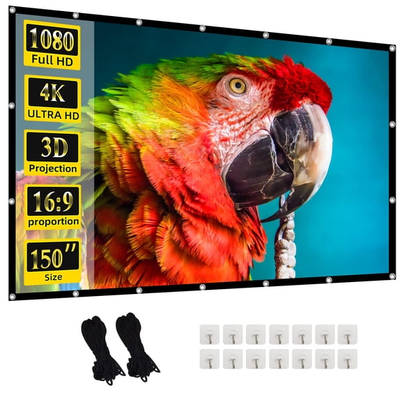 Pantalla de proyector lejiada de 150 pulgadas, 16:9, 160°, visualización mejorada