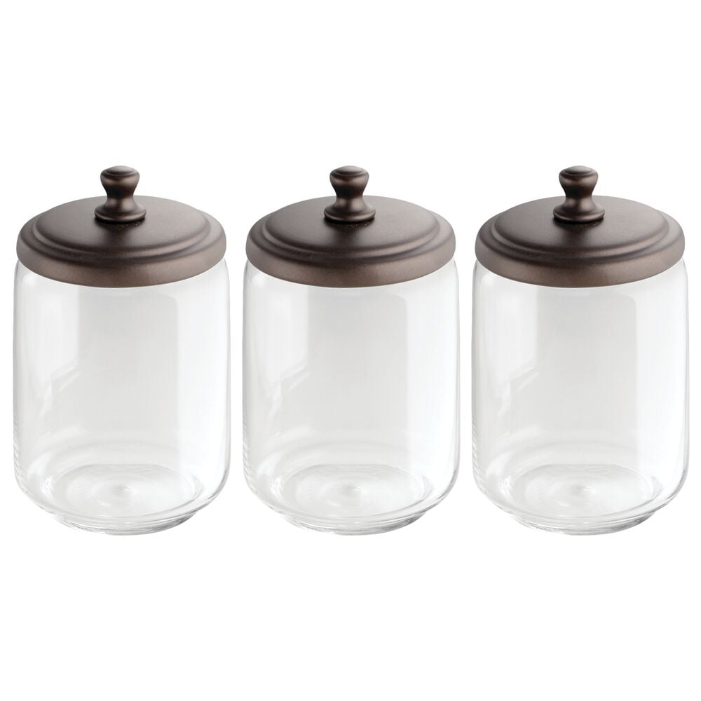 mDesign Glass Bathroom Countertop Storage Organizer Canister Apothecary Jar 