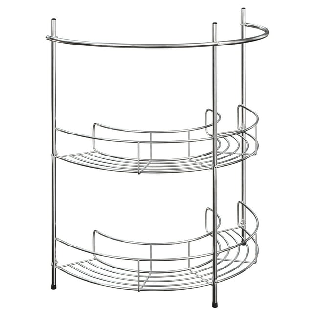 Lavish Home 83-150 Pedestal Organizer – Compact Under The Sink Rack with 2 Storage Shelves and Towel Holder, Standard, Chrome