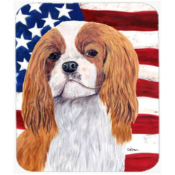 Usa American Flag With Cavalier Spaniel Mouse Pad, Hot Pad Or Trivet