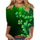 thumbnail image 2 of RKSTN 3/4 Length Sleeve Womens Tops Oversized Crewneck St Patricks Day Lucky Shamrocks Graphic Print T Shirt Womens Casual Plus Size Round Neck Loose Irish Festivities Three Quarter Sleeve Shirt, 2 of 6