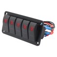 thumbnail image 4 of Panel de interruptor de 12V y 24V, protección contra sobrecorriente precableada, doble LED rojo, multiusos, 5 entradas para camiones, Macarena Panel de interruptores de palanca, 4 of 8