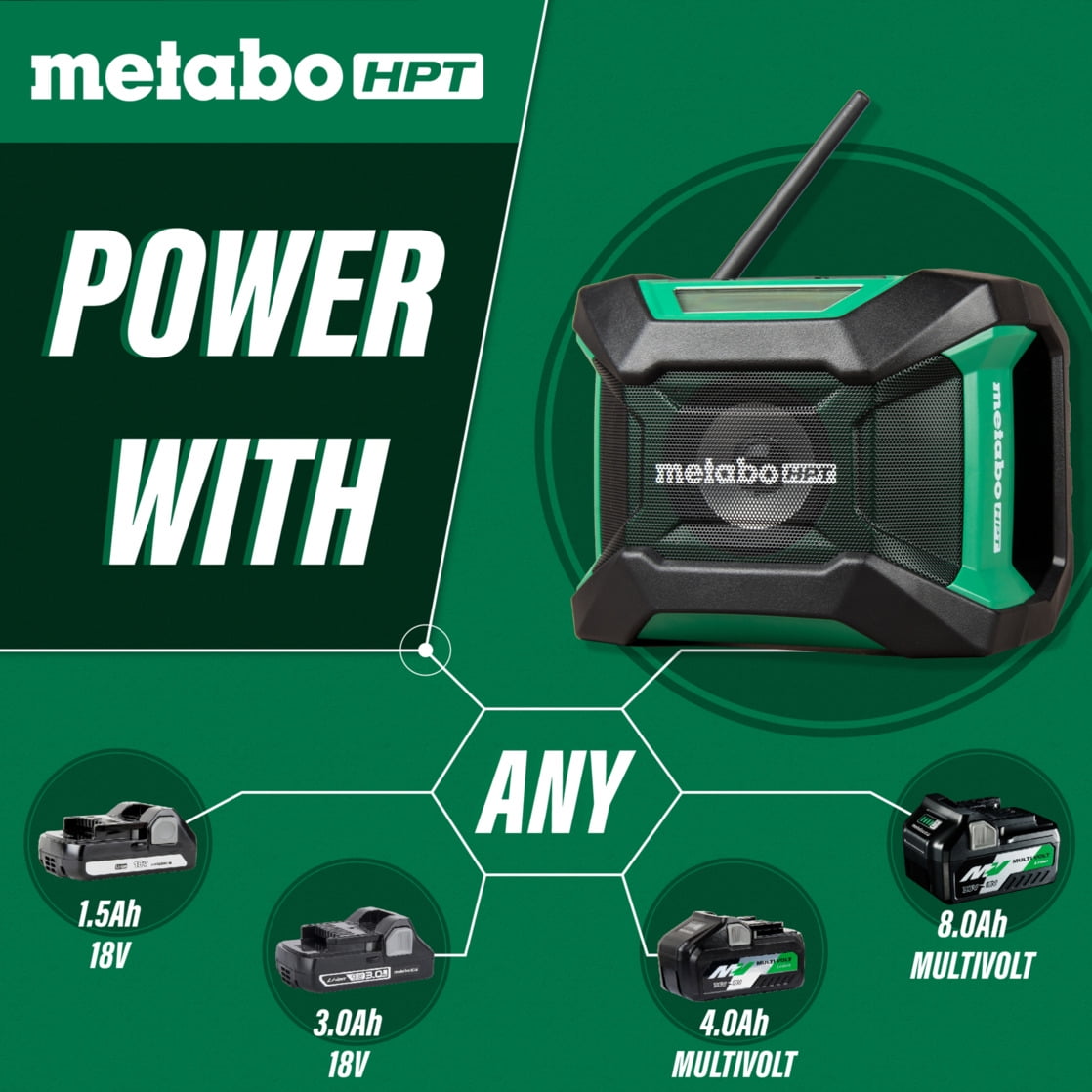Metabo HPT 18V Cordless Bluetooth Radio Tool Only, UR18DAQ4