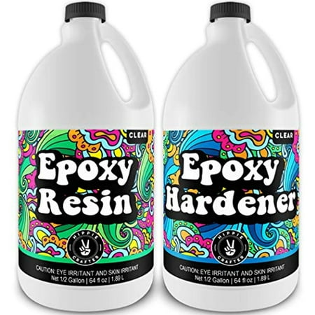 Hippie Crafter Epoxy Resin Crystal Clear Resin Kit Art and Tabletop | 2 Part Countertop (1 Gallon Set)