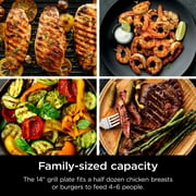 Ninja Sizzle 6-Serving Electric Indoor Grill, Low Smoke, 500°F Max Heat, GR100, Black/Stainless Steel