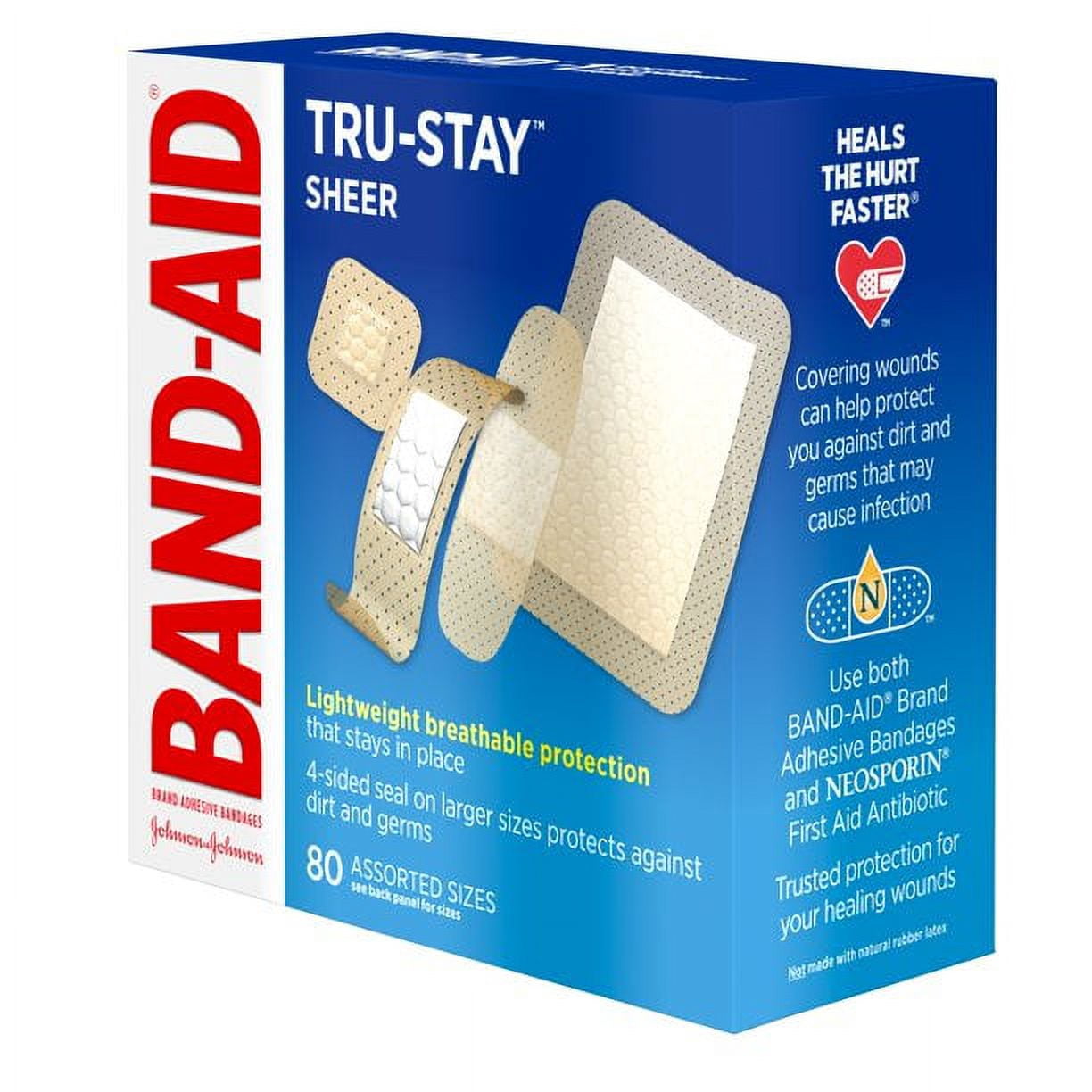 Band-Aid Tru-Stay Sheer Lightweight Protection Adhesive Bandages, 80ct