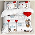 thumbnail image 3 of Ambesonne Wedding Decorations Cartoon Couple Romantic Caricatures Getting Married Newlywed Duvet Cover Set, 3 of 3