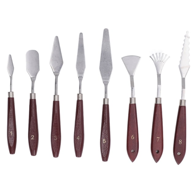 Painting Knife Set, 8 Pcs Painting Mixing Scraper Comfortable Grip Elasticity Thin Blade For Art