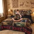 thumbnail image 4 of meiyoeat Rustic Cabin Deer 7pcs Queen Bedding,Jungle Wildlife Bedding Comforter Set Queen For Men Women,Black Reversible, 4 of 7