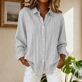 thumbnail image 4 of Utoimkio Women's Button Down Shirts Casual Striped Dress Shirt Long Sleeve Collared Office Work Blouse Tops Size S-XXL, 4 of 5