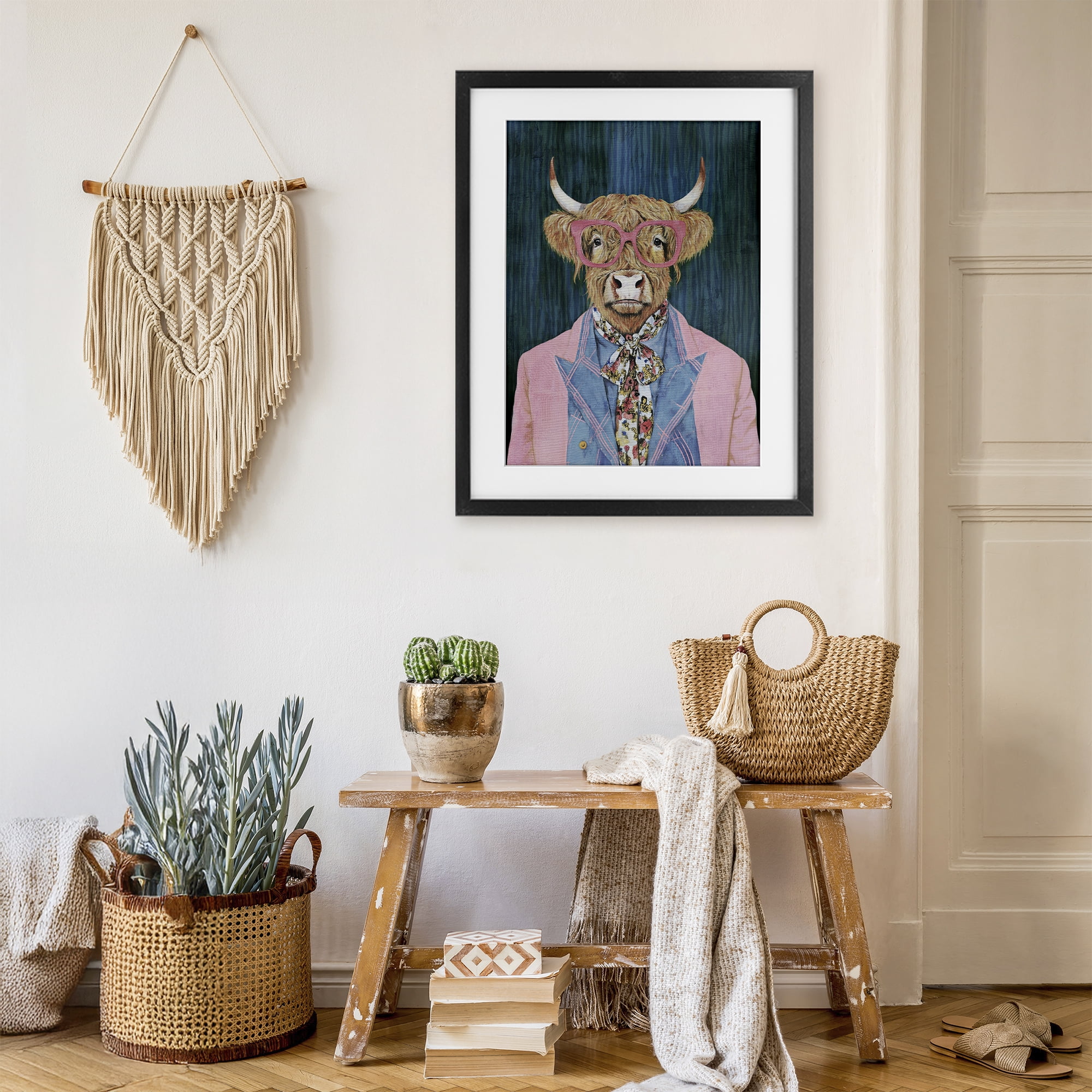 Stupell Industries Gentle Bull Portrait Black Framed Print Under Glass, design by Svetlana Aleynikova