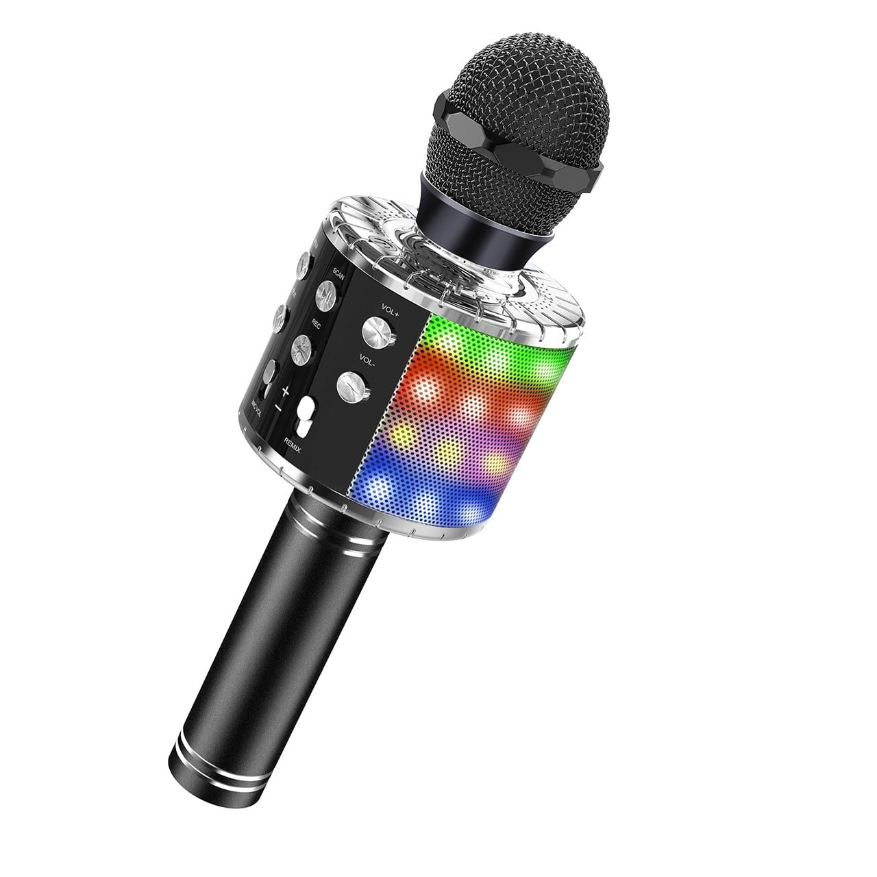 Wireless Bluetooth Karaoke Microphone Compatible with Android & iOS/PC 4 in 1 Magic Sound Portable Handheld Home Party KTV Player Karaoke Machine for Kids Adults with LED Lights Black