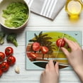 thumbnail image 4 of Tropical Cutting Board, Sunset at Exotic Beach with Palm Trees Birds Summer Vacation Theme Pattern, Decorative Tempered Glass Cutting and Serving Board, Small Size, Yellow Coral Brown, by Ambesonne, 4 of 5
