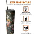 thumbnail image 4 of Grey Canis Floral 20 oz Black Insulated Stainless Steel Tumbler, 4 of 7