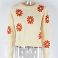 thumbnail image 5 of Lilgiuy Women's Comfortable Little Daisy Printing Long Sleeve Round Neck Sweater Top for Travel Vacation Holiday, 5 of 5