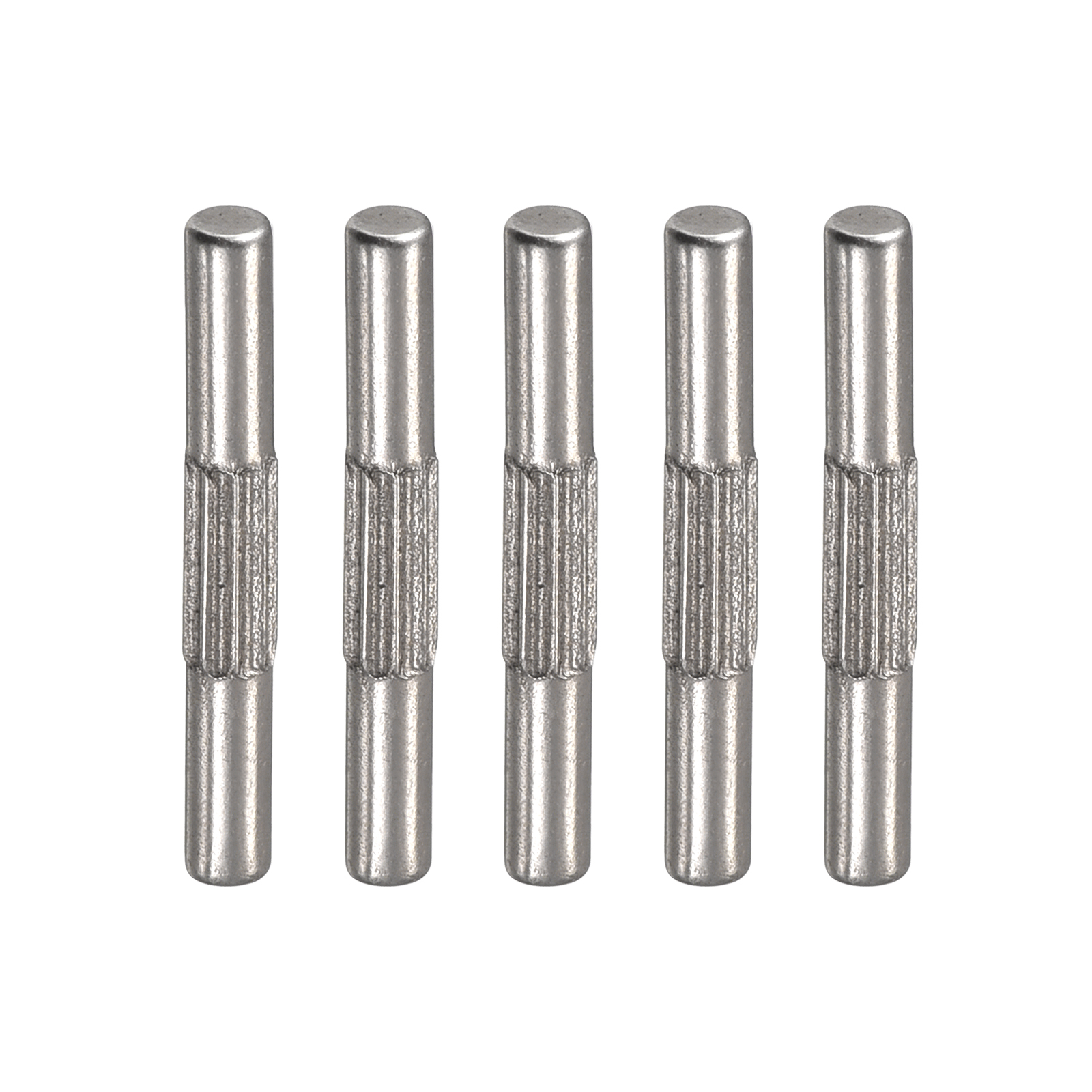 2x16mm 304 Stainless Steel Dowel Pins, 5 Pack Center Knurled Flat
