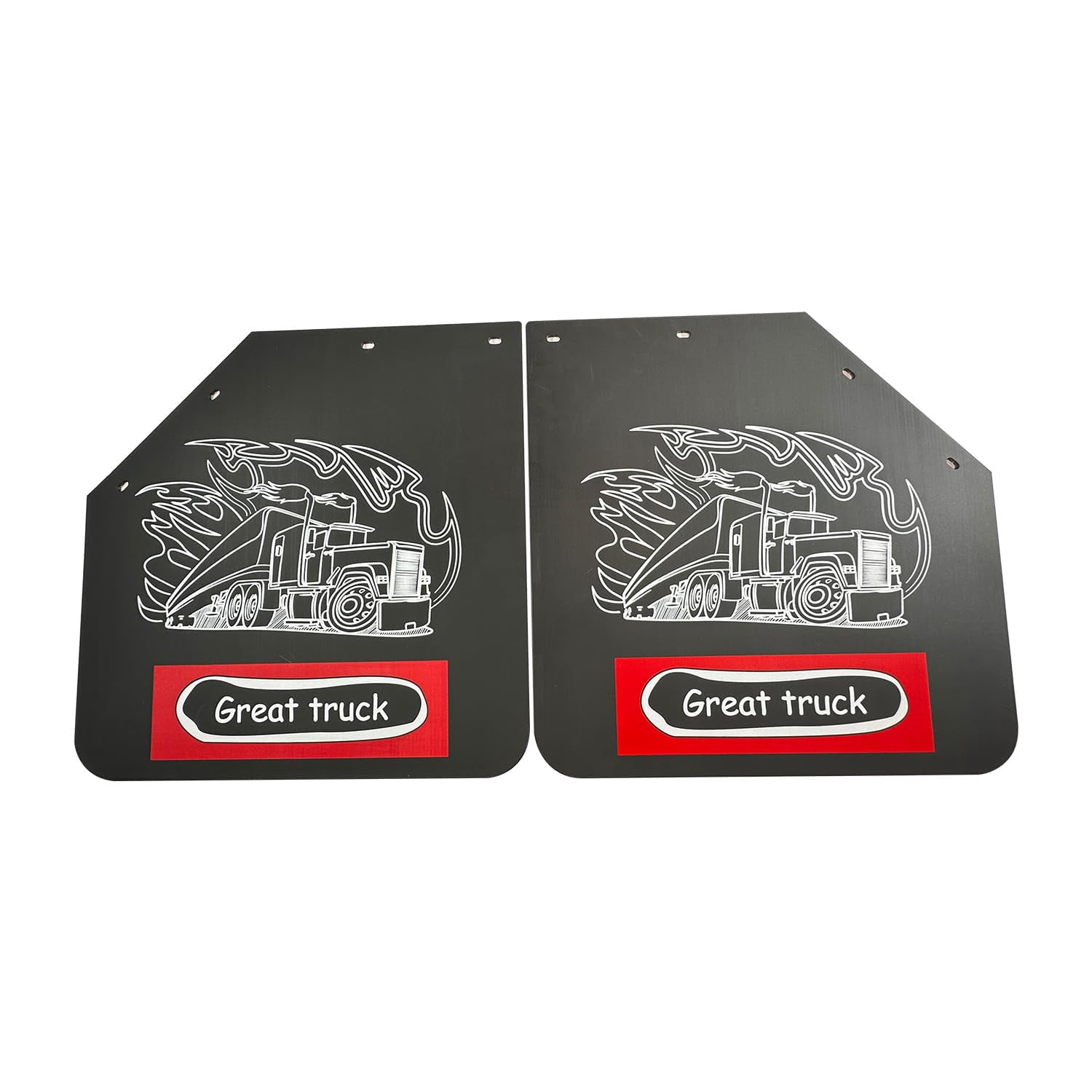 BST BSSP 2PCS Angled Mud Flaps for Semi Trucks Tractor Trailer Heavy Duty Polymer Rubber Mudflaps Splash Guard, 24 x 24 in, Black Color Great Truck Pattern Design