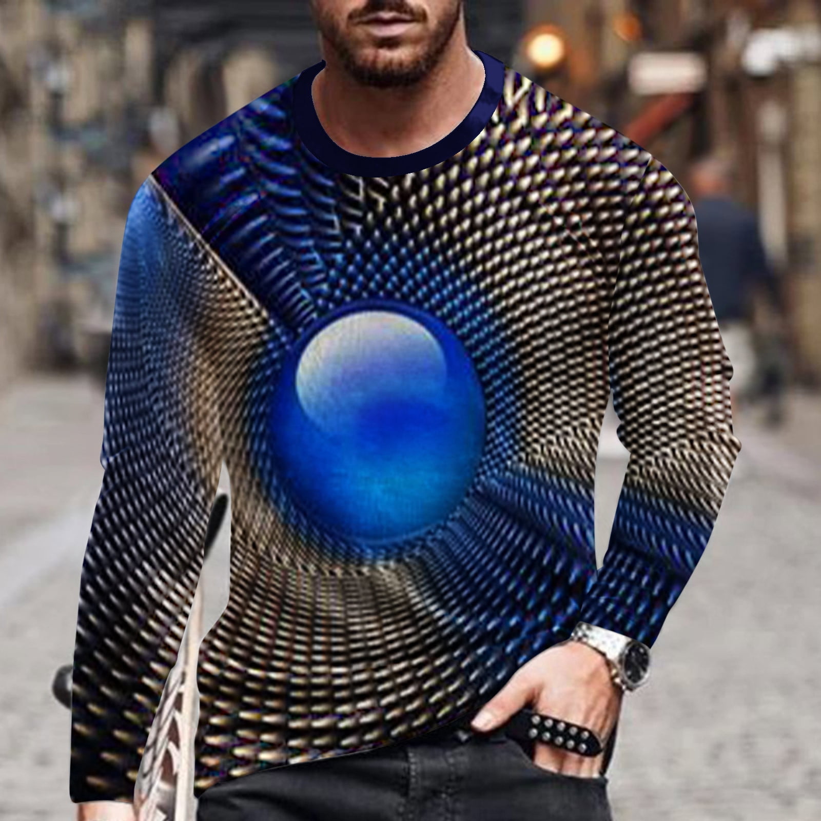 Materialisme kompliceret Lokomotiv cllios Long Sleeve Shirts for Men 3D Optical Illusion Graphic Tee Street  Fashion Crew Neck Tops Novelty Designer T Shirts - Walmart.com