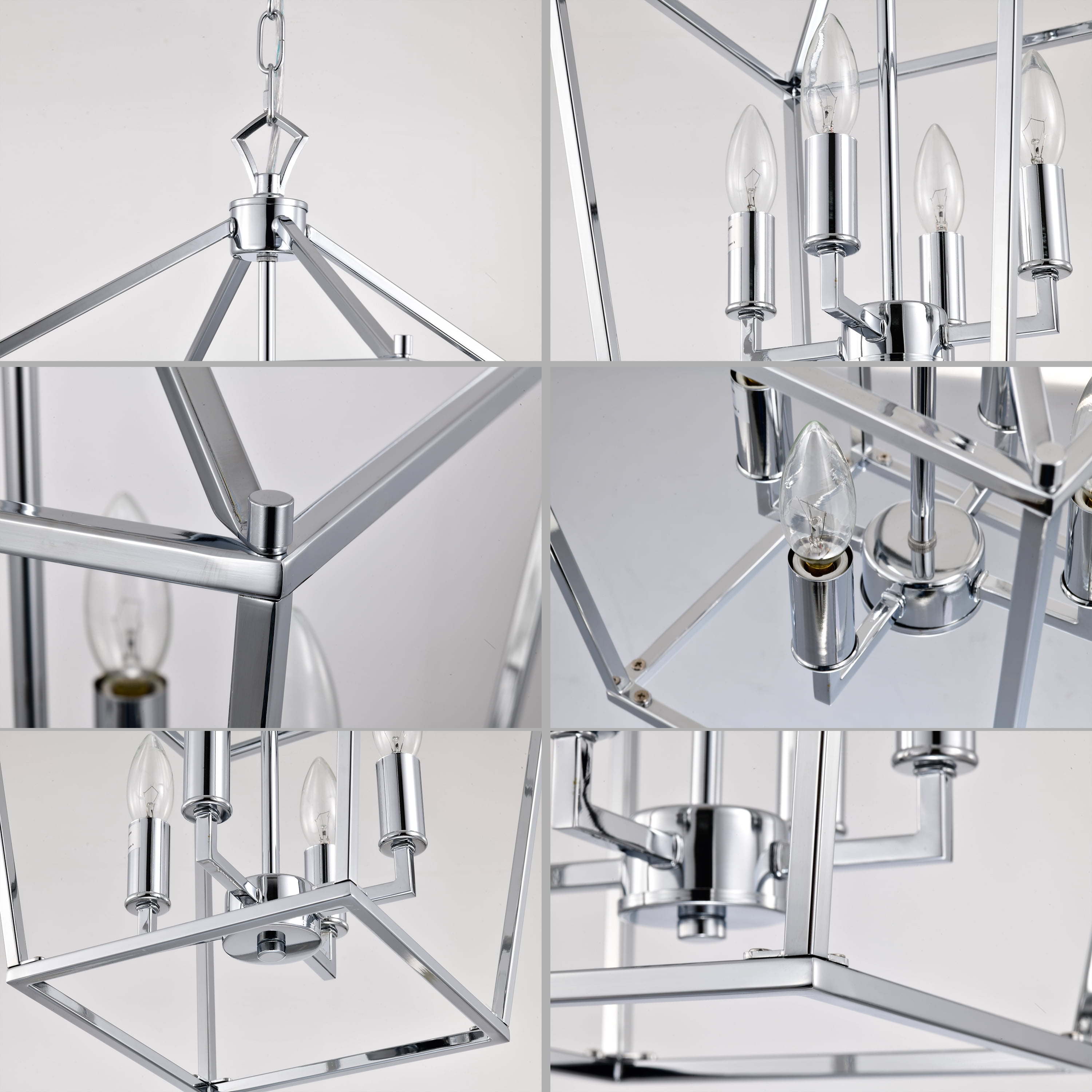 Warehouse of Tiffany Buelex 4 Light 12 inch Chrome Lamp Post Lantern Style Iron Chandelier