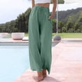 thumbnail image 6 of Army Green Palazzo Pants Women Flowy Casual High Waist Wide Leg Lounge Cruise Beach Vacation Boho Trousers with Pockets 27" 43" Inseam, 6 of 6