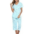 thumbnail image 4 of MLDRA Womens Pajama Sets 2 Piece Cotton Lounge Set Lightweight Pj Set Short Sleeve Tops With Capri Pants Cute Ladies Sleepwear Summer Set, 4 of 8