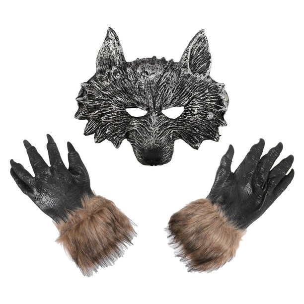 1 Set de Halloween Werewolf Mask Guantes de hombres lobo Hallowol Guantes de lobo Halloween Guantes de lobo
