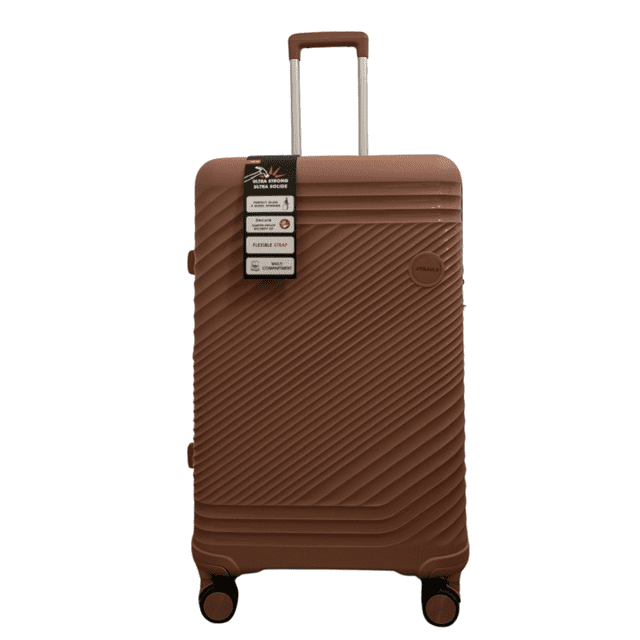 TRAVLR 100 % PP Résistant aux Chocs Léger Extensible 24 Pouces Valise de Soute à Roulettes - Pêche