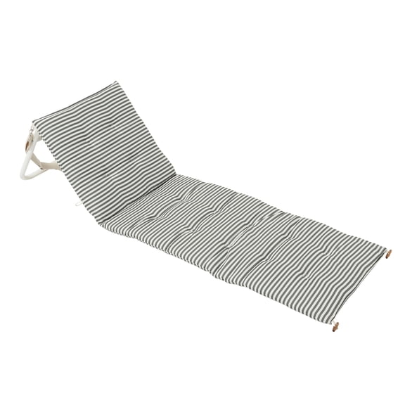 Sunnylife: Reclining Beach Chair - The Vacay Olive Stripe - Ground Lounger, Pool-Sand-Outdoor Chaise Seat, Lay Flat & Adjustable Back, Water Resistant