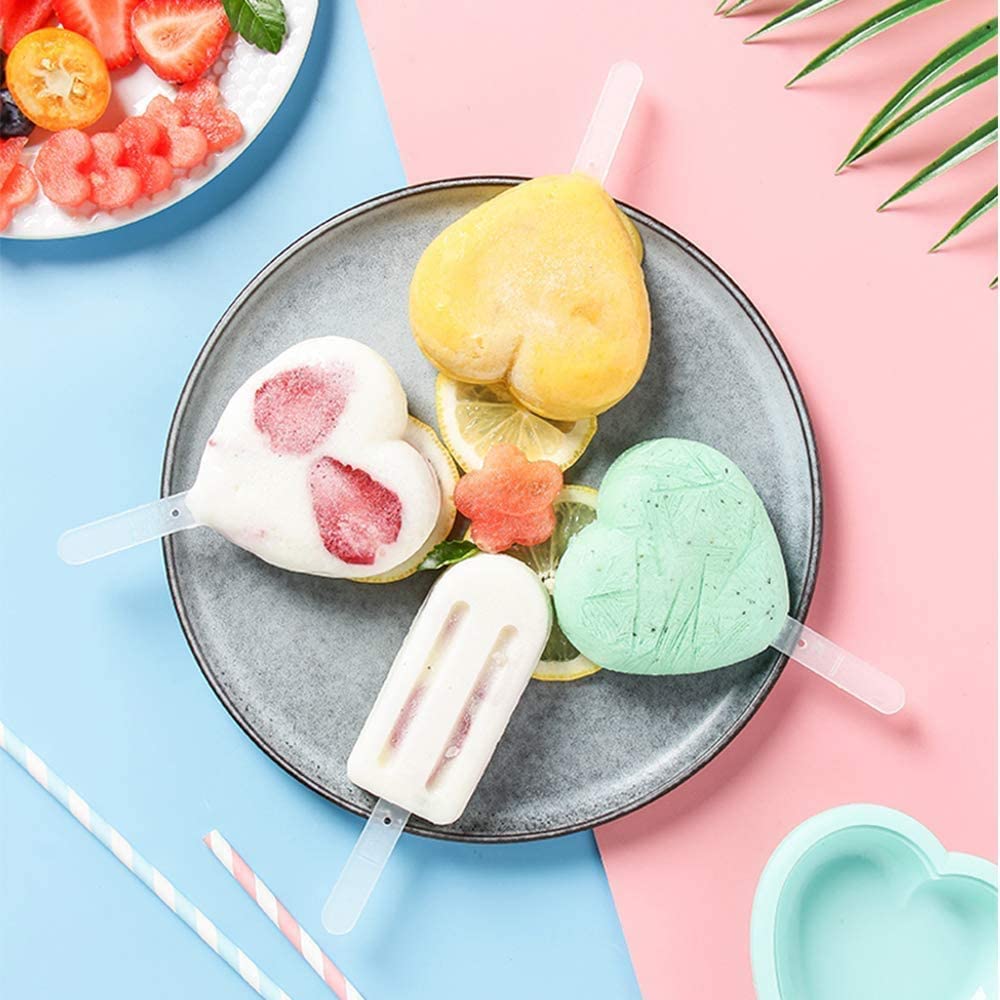 Ice Pop Molds Silicone Popsicle Molds 4 Cavities Homemade Ice Cream Mold Heart Ice Cream Mold Reusable Soft Silicone,Silicone Popsicle Molds Cake,Cakesicle Mold for DIY Ice Pops - image 4 of 7