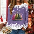 thumbnail image 5 of TTUHYWXI Christmas Sweatshirts for Women 2025 Xmas Tree Graphic Fall Wimter Clothes Crewneck Pullover Long Raglan Sleeve Top (Purple, XL), 5 of 9