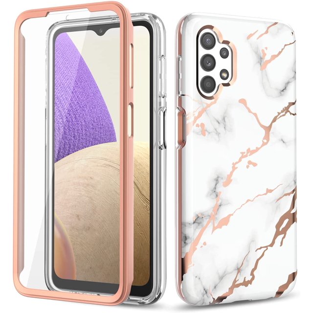 FFIY Samsung Galaxy A32 5G Case, Full Rugged Protective Case with Built-in Screen Protector, Shockproof Phone Case Cover for Samsung Galaxy A32, Anti-Scratch Slim Protective Case-Blue