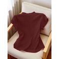 thumbnail image 2 of Women's Casual Solid Color Short Sleeve Shirt, Summer, 2 of 6