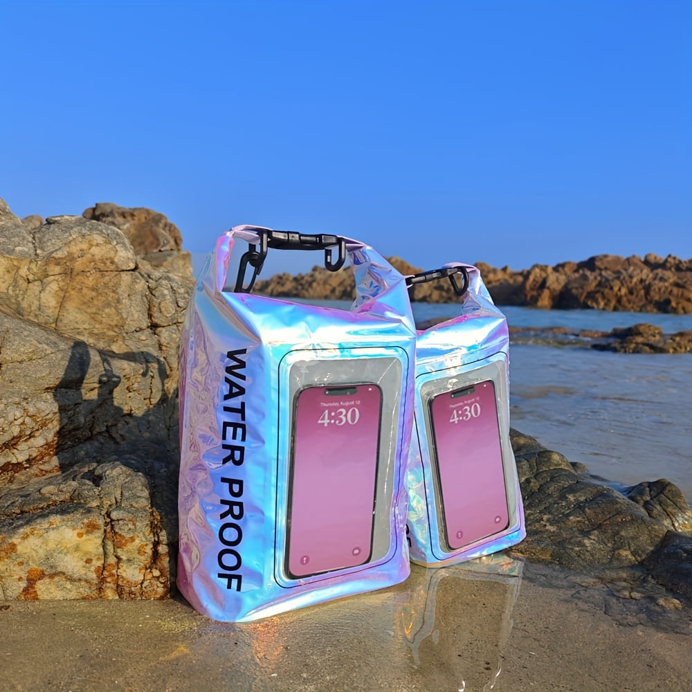 67.63oz/1.32gal Rainbow-Colored Dry Bag for Beaches & Surfing, Swimming, Kayaking, Cell Phone Transparent Dry Pouch, Durable PVC, 5L