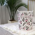 thumbnail image 6 of Sea Team 19.7 x 15.7 Inches Large Sized Folding Cylindric Canvas Fabric Laundry Hamper Storage Basket with Floral Pattern, Pink & Black, 6 of 7