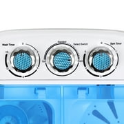 HomGarden 10lbs Capacity Compact Top-Load Washing Machine, Mini Twin Tub Washer Spin Dryer, Blue