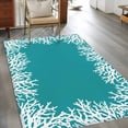 thumbnail image 3 of Aqua Coastal Coral Area Rug 3x5 FT, Non Slip Entryway Bedside Carpet, White Ocean Marine Sea Nautical Beach Washable Soft Floor Carpet Indoor Mat Non-Shedding Throw Rug for Dorm Kitchen Home Office, 3 of 9