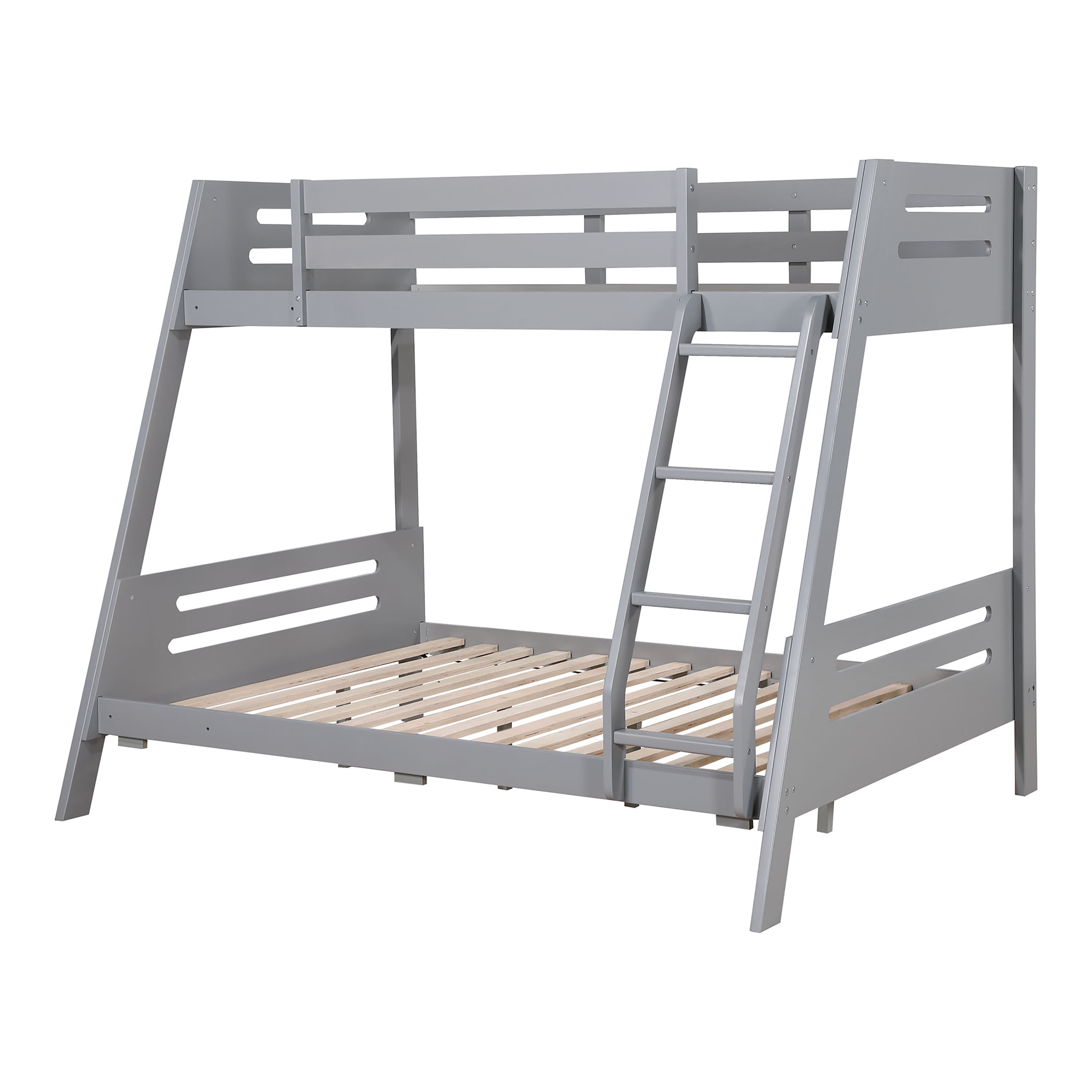 Furniture of America Bria Kids Solid Wood Twin-over-Full Bunk Bed, Gray