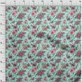 thumbnail image 4 of oneOone Polyester Spandex Aqua Blue Fabric Florals Craft Projects Decor Fabric Printed By The Yard 56 Inch Wide, 4 of 4