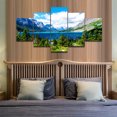 thumbnail image 2 of TISHIRON 5PCS Framed Canvas Wall Art Set,60"x32" Lake Around Mountain Canvas Art Decor, 2 of 7