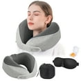 thumbnail image 4 of 100Fens 4pc Set Travel Pillow Memories Foam Travel Neck Pillow With Eye Mask Earplugs Storage Bag For Plane Car Home Recliner Use, 4 of 6