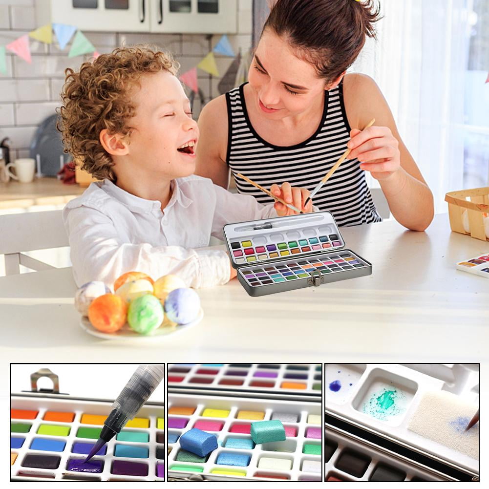 50/72/90 Color Professional Solid Watercolor Paint Set, Concentrated Art Kit with Portable Iron Case for Outdoor Sketching
