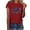Red, variant on Raeneomay Cap Sleeve Tops for Women Shoulder Length Women's Fashionable Round Neck Letter Printed Short Sleeved T-Shirt