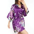 PiccoCasa Women's Satin Short Kimono Robes Floral