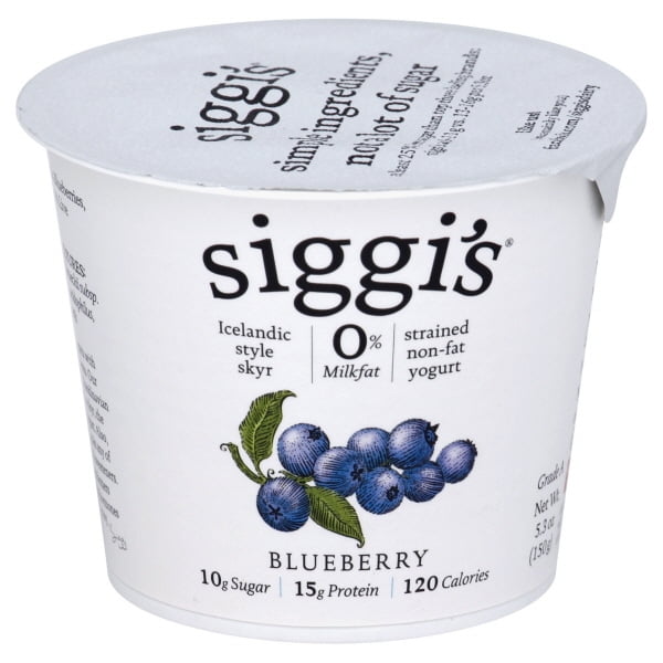 Siggi S Fat Free Blueberry Icelandic Style Strained Yogurt 5 3 Oz Walmart Com Walmart Com