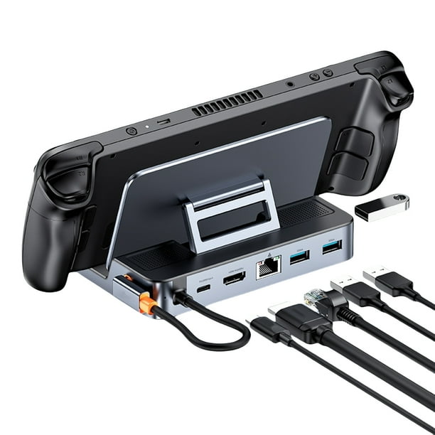 Estación de acoplamiento USB C 6 en 1 para Steam Deck compatible con Nintendo Switch: HDMI 4K a 60 Hz, Gigabit Ethernet, 3 puertos USB 3.0