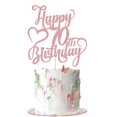thumbnail image 1 of Topper para pastel AROKIPPRY con brillo color oro rosa para 70.º cumpleaños, 1 of 7